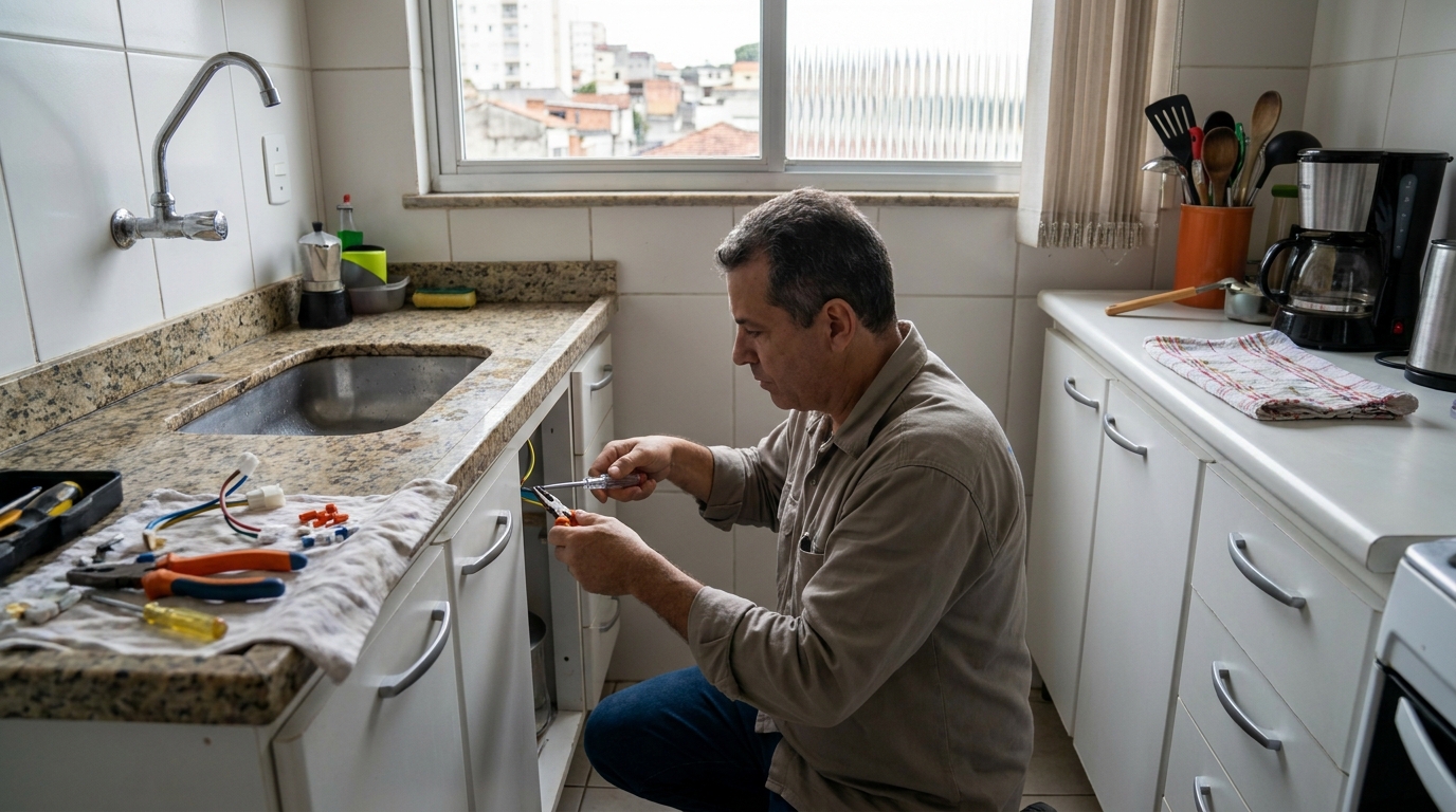 Eletricista instalando torneira eletrica em Recife‑PE