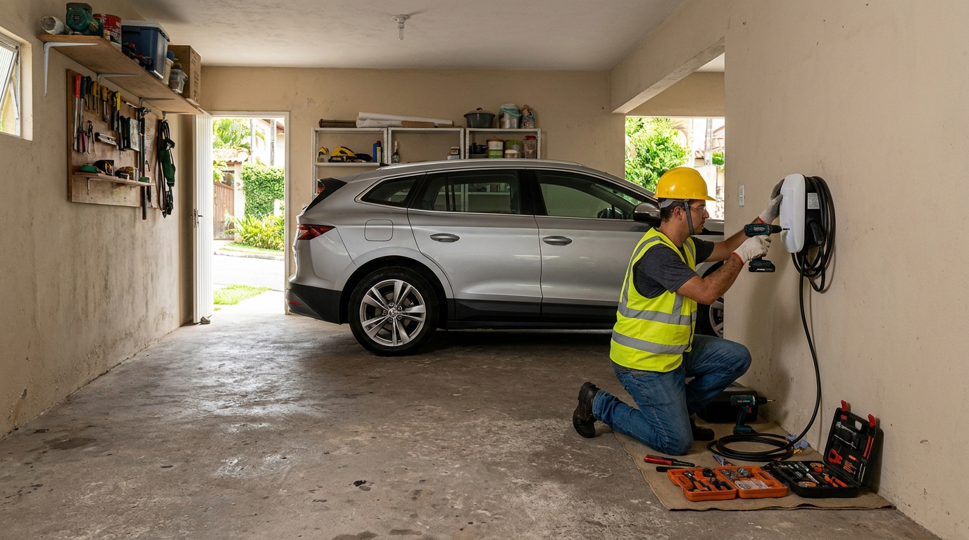Instalacao de carregador de carro eletrico residencial em Recife‑PE
