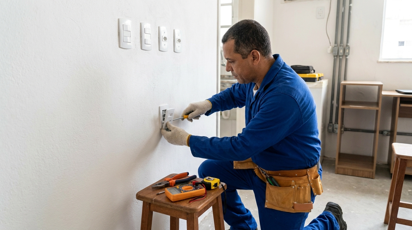 Instalacao de tomada e interruptor profissional em Recife‑PE