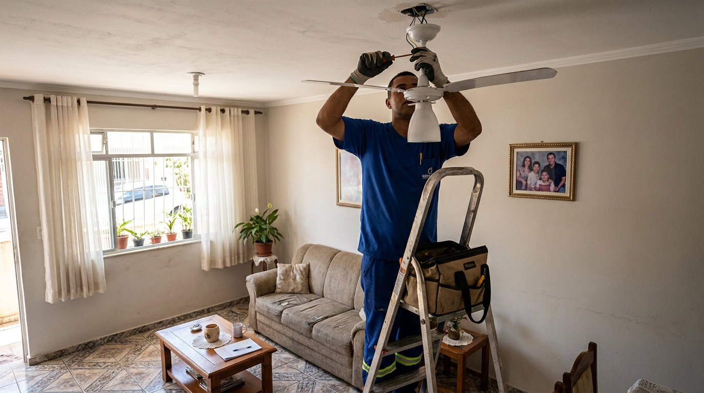 Instalacao de ventilador de teto residencial em Recife‑PE